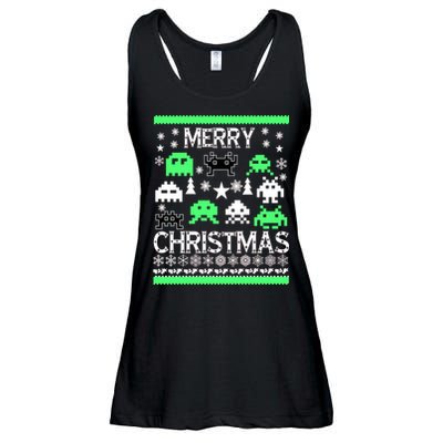 Merry Christmas Ugly Alien Sweater Ladies Essential Flowy Tank