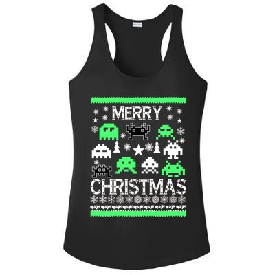Merry Christmas Ugly Alien Sweater Ladies PosiCharge Competitor Racerback Tank