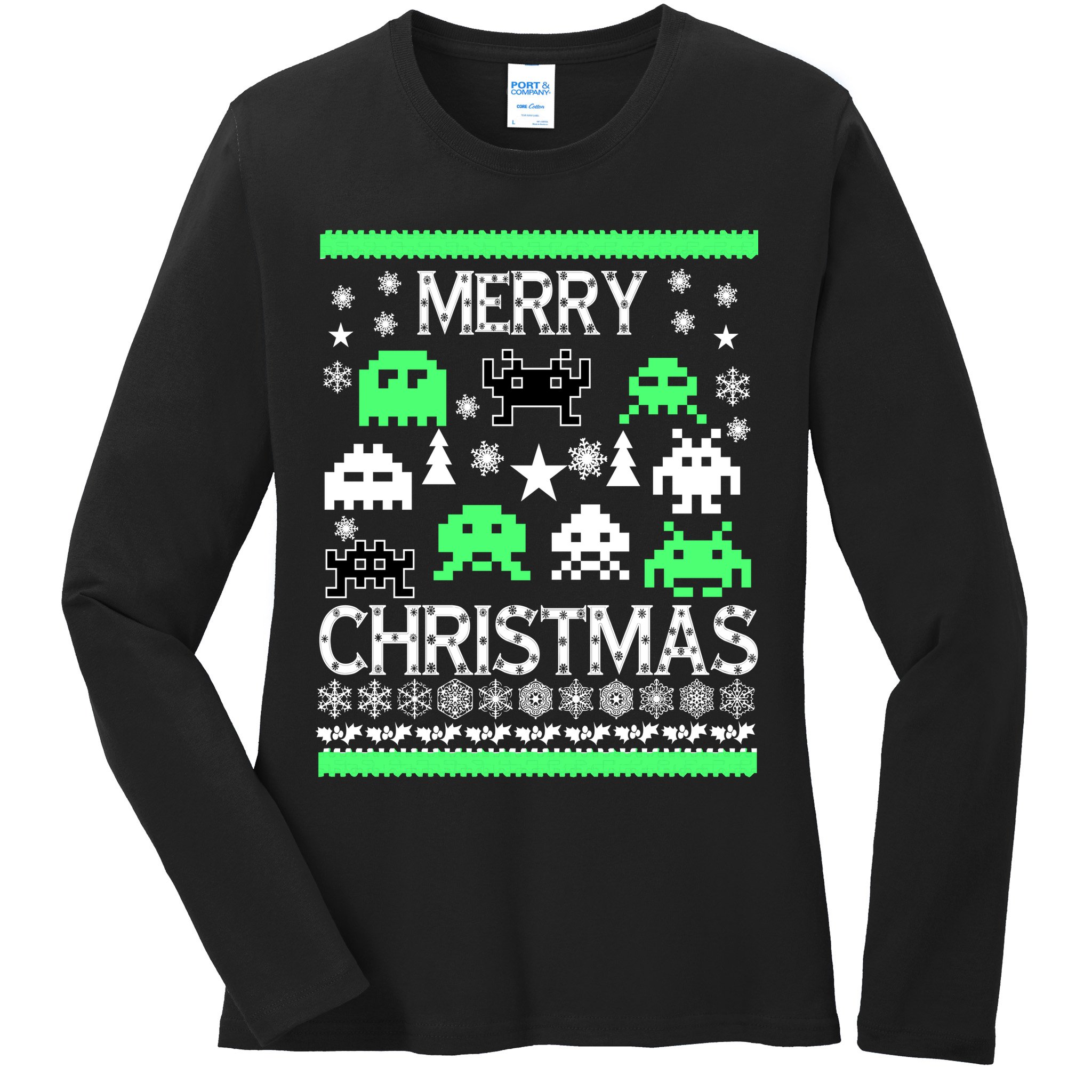 Merry Christmas Ugly Alien Sweater Ladies Long Sleeve Shirt
