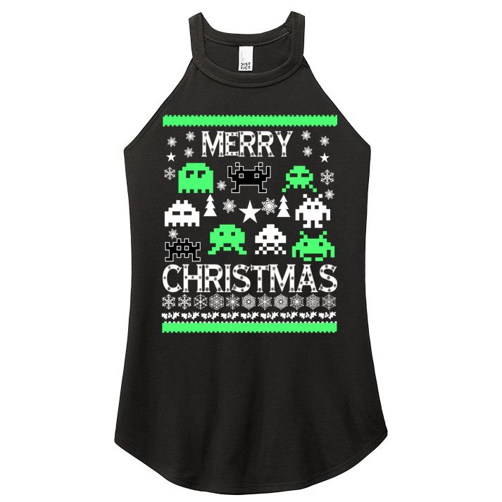 Merry Christmas Ugly Alien Sweater Women's Perfect Tri Rocker Tank