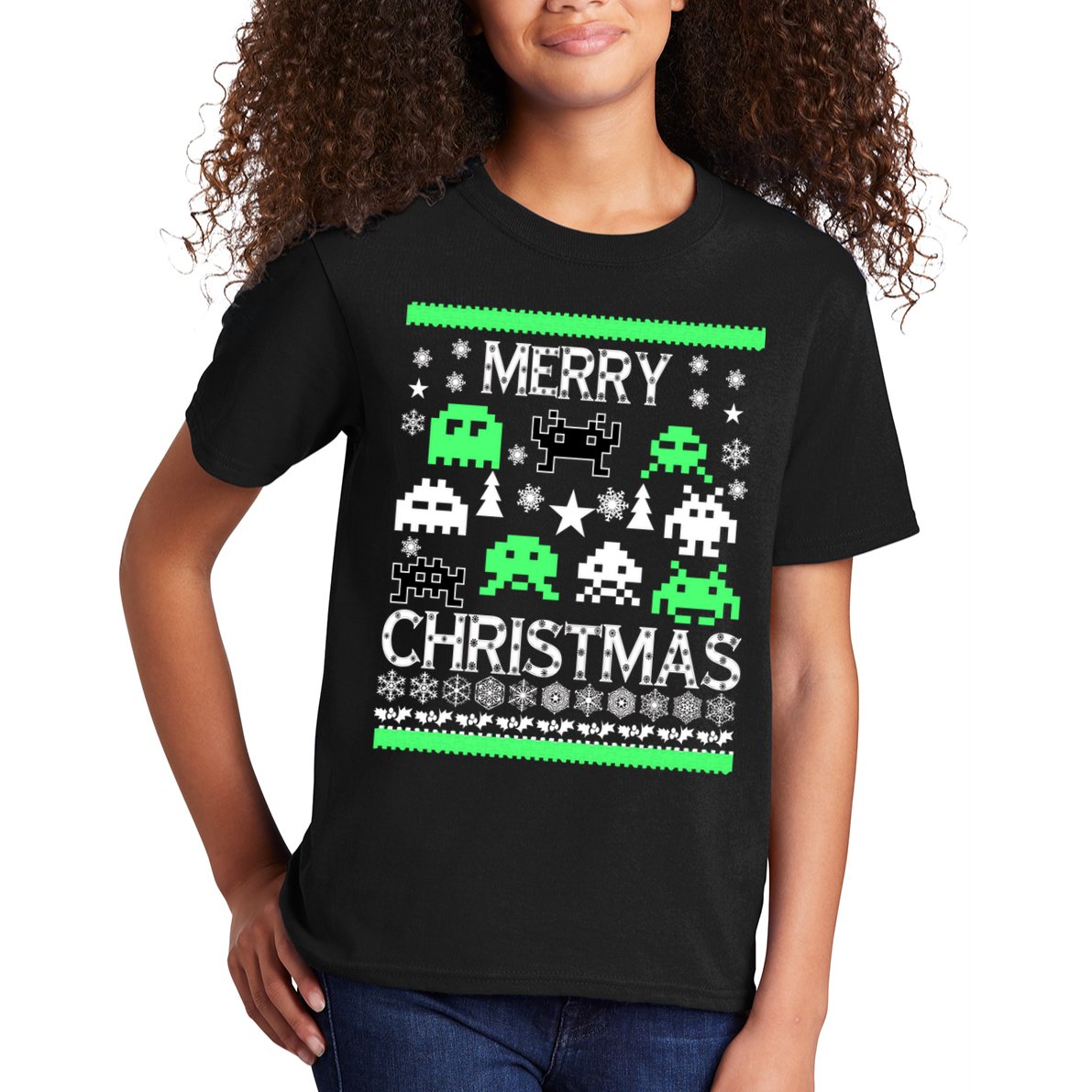 Merry Christmas Ugly Alien Sweater Kids T-Shirt