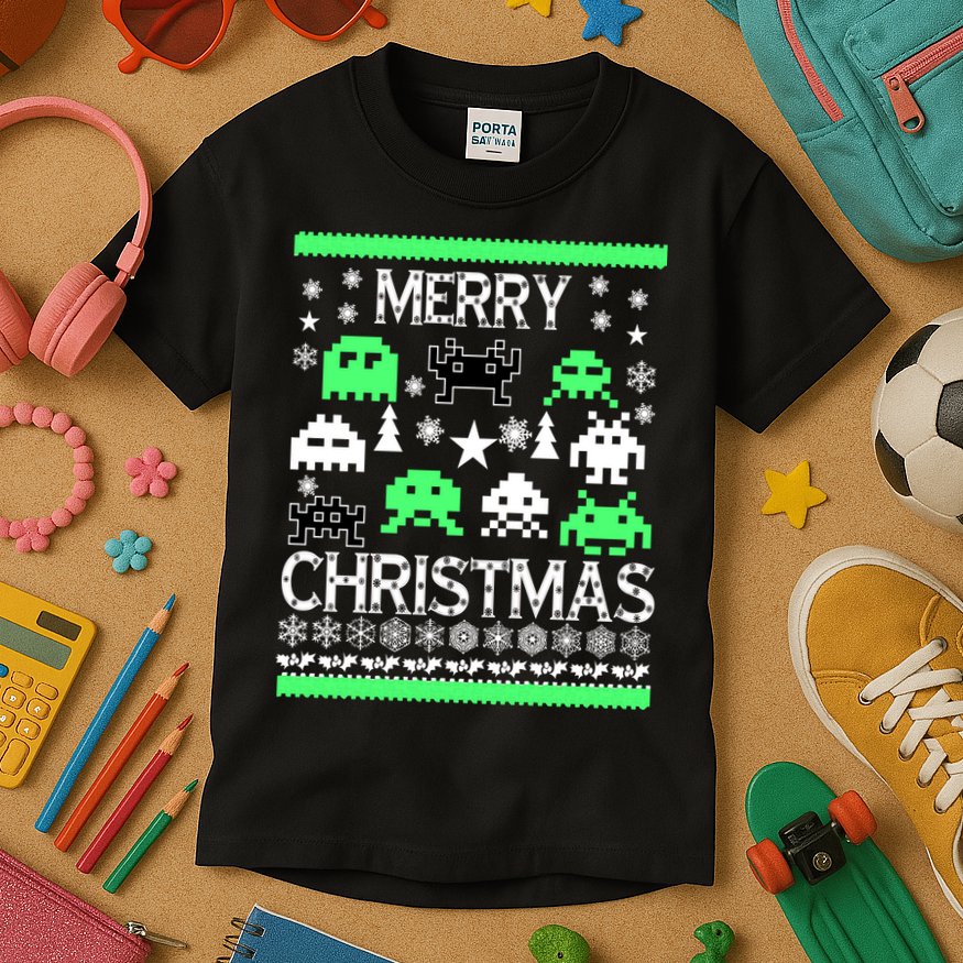 Merry Christmas Ugly Alien Sweater Kids T-Shirt