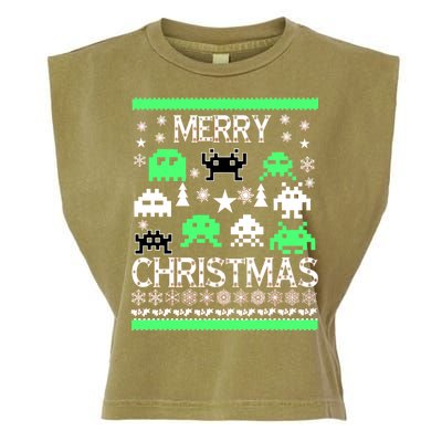 Merry Christmas Ugly Alien Sweater Garment-Dyed Women's Muscle Tee