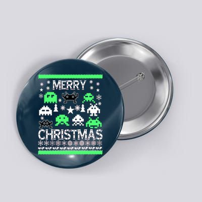 Merry Christmas Ugly Alien Sweater Button