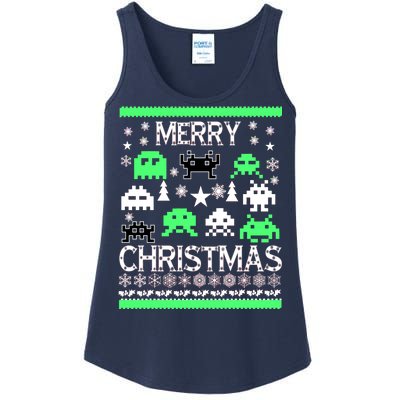 Merry Christmas Ugly Alien Sweater Ladies Essential Tank