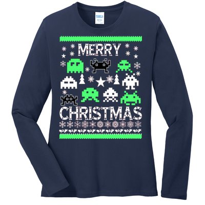 Merry Christmas Ugly Alien Sweater Ladies Long Sleeve Shirt