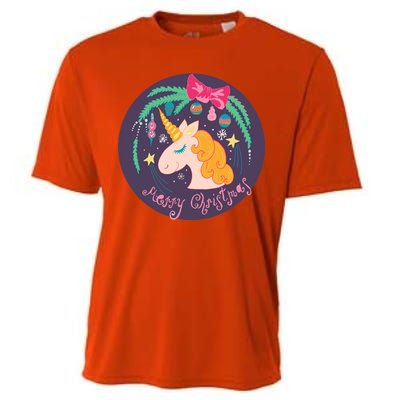 Merry Christmas Unicorn Cooling Performance Crew T-Shirt