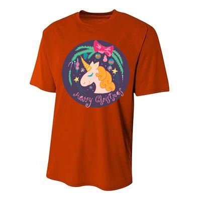 Merry Christmas Unicorn Performance Sprint T-Shirt