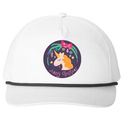 Merry Christmas Unicorn Snapback Five-Panel Rope Hat