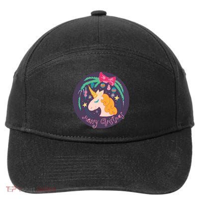 Merry Christmas Unicorn 7-Panel Snapback Hat