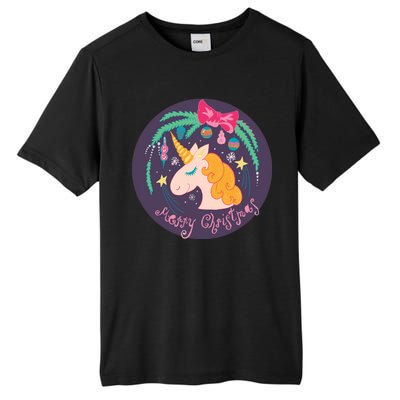 Merry Christmas Unicorn Tall Fusion ChromaSoft Performance T-Shirt