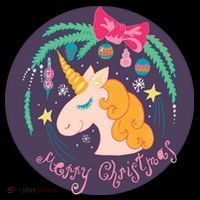 Merry Christmas Unicorn Drawstring Bag
