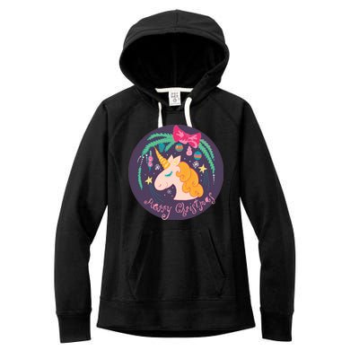 Merry Christmas Unicorn Women's Fleece Hoodie