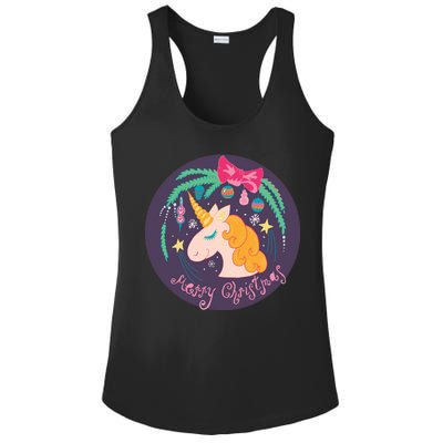 Merry Christmas Unicorn Ladies PosiCharge Competitor Racerback Tank