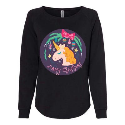 Merry Christmas Unicorn Womens California Wash Sweatshirt