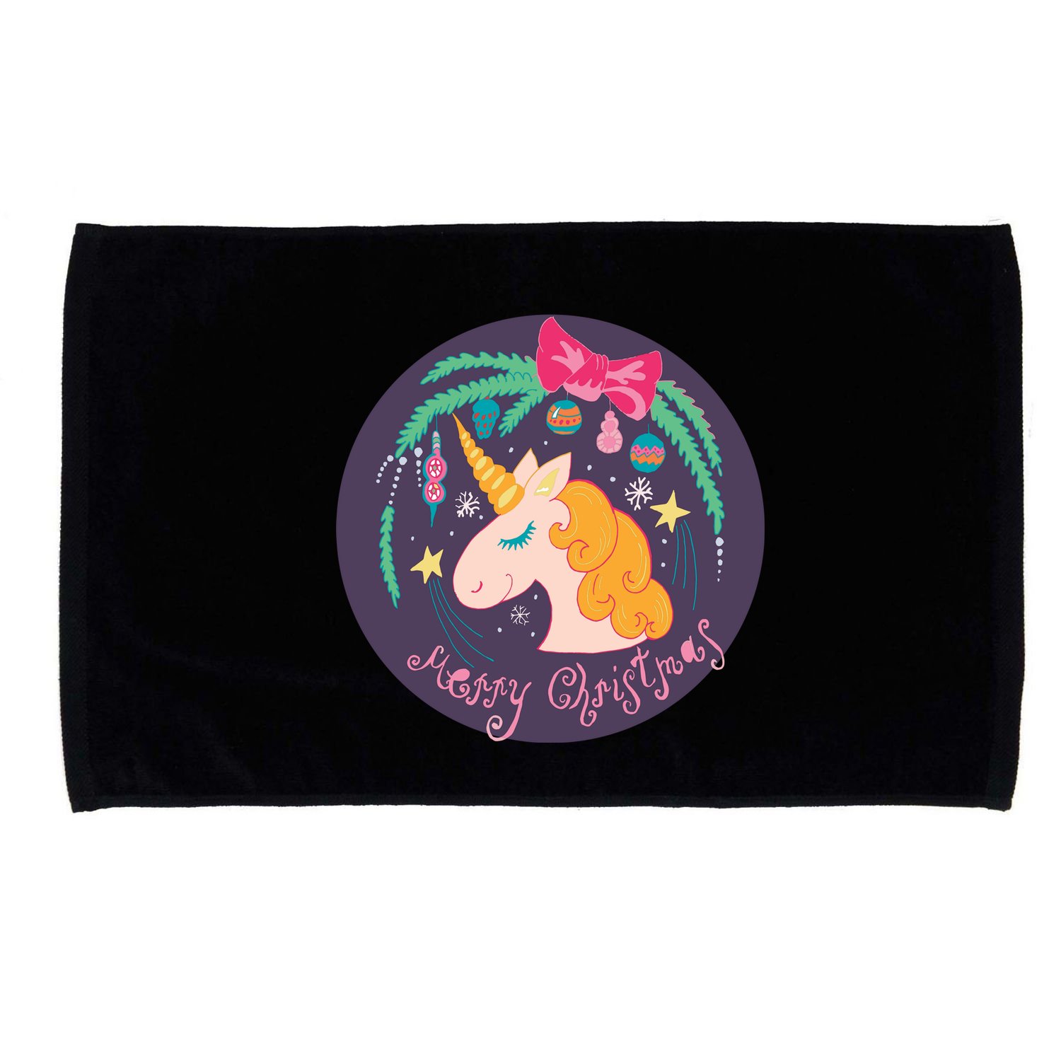 Merry Christmas Unicorn Microfiber Hand Towel