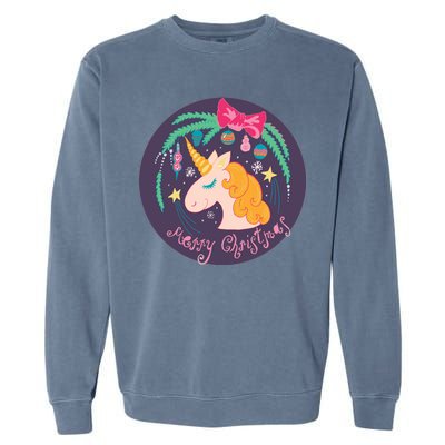 Merry Christmas Unicorn Garment-Dyed Sweatshirt