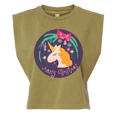 Merry Christmas Unicorn Garment-Dyed Women's Muscle Tee