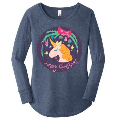 Merry Christmas Unicorn Women's Perfect Tri Tunic Long Sleeve Shirt