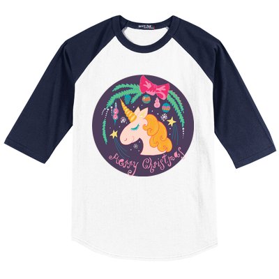 Merry Christmas Unicorn Baseball Sleeve Shirt