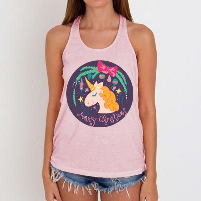 Merry Christmas Unicorn Women's Knotted Racerback Tank