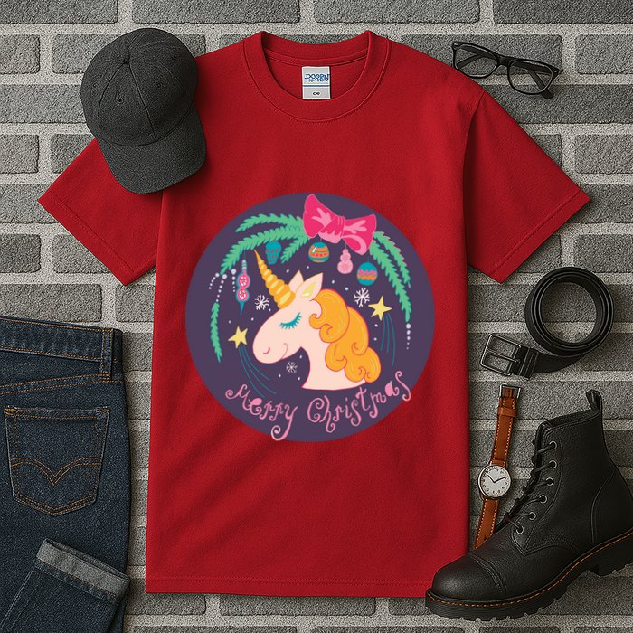 Merry Christmas Unicorn Tall T-Shirt