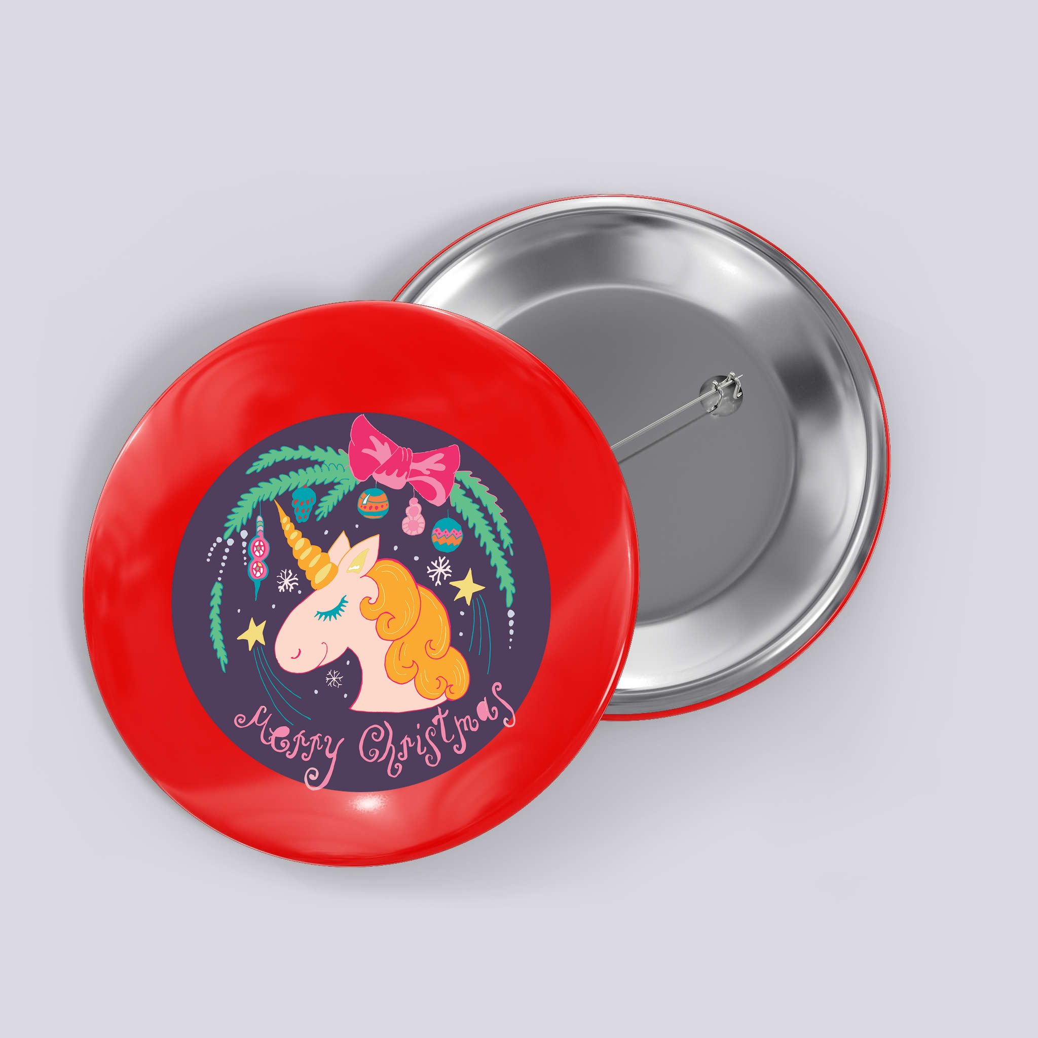 Merry Christmas Unicorn Button