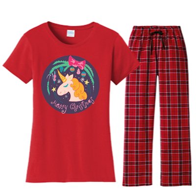 Merry Christmas Unicorn Women's Flannel Pajama Set