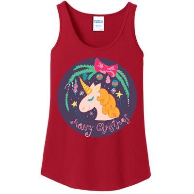 Merry Christmas Unicorn Ladies Essential Tank