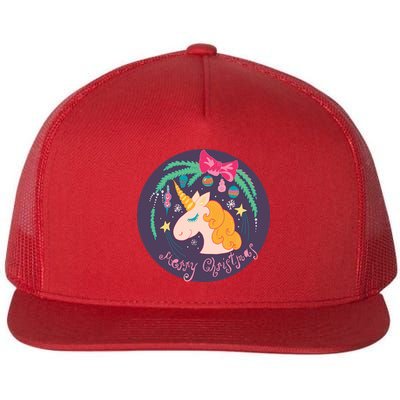 Merry Christmas Unicorn Flatbill Hat