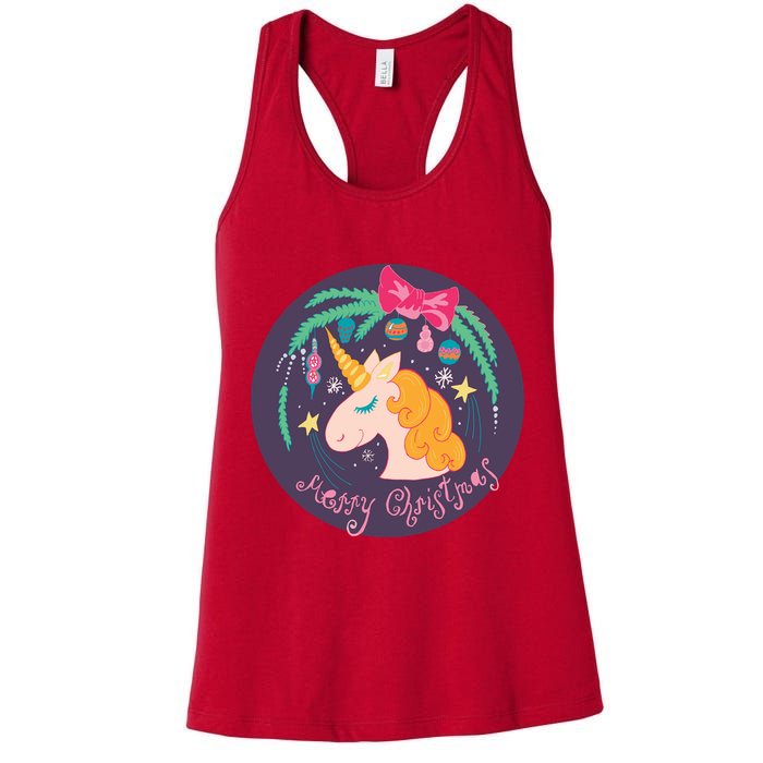 Merry Christmas Unicorn Womens Tank Top
