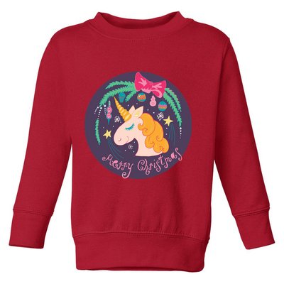 Merry Christmas Unicorn Toddler Sweatshirt
