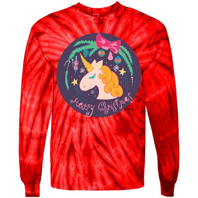 Merry Christmas Unicorn Tie-Dye Long Sleeve Shirt