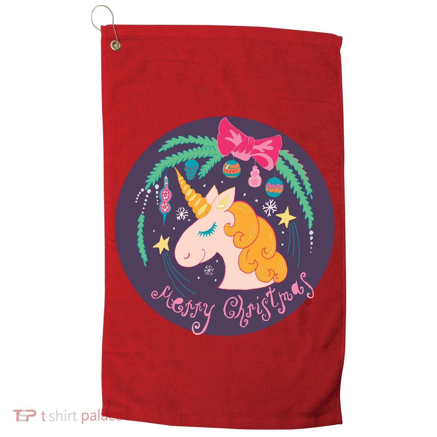Merry Christmas Unicorn Golf Towel