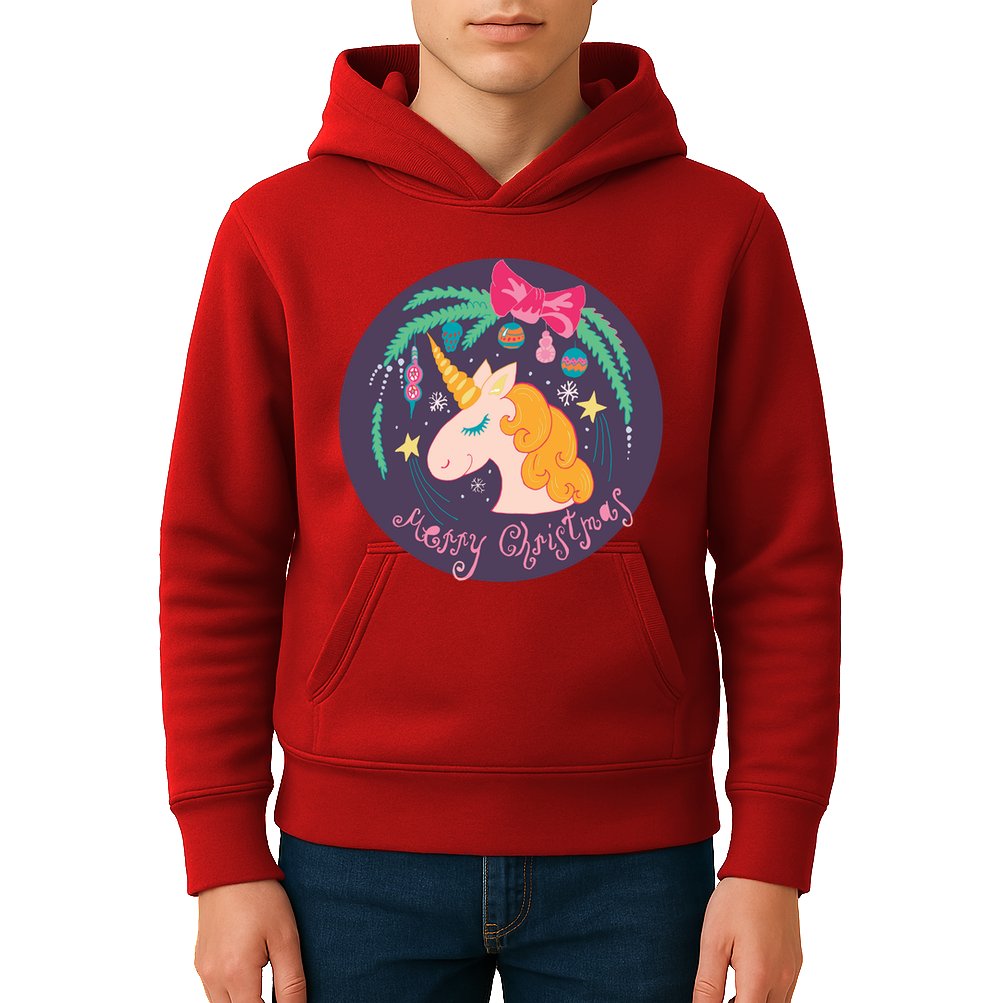 Merry Christmas Unicorn Kids Hoodie