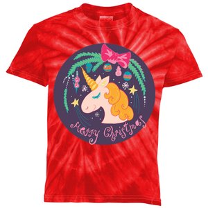 Merry Christmas Unicorn Kids Tie-Dye T-Shirt