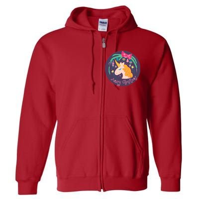 Merry Christmas Unicorn Full Zip Hoodie