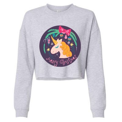 Merry Christmas Unicorn Cropped Pullover Crew