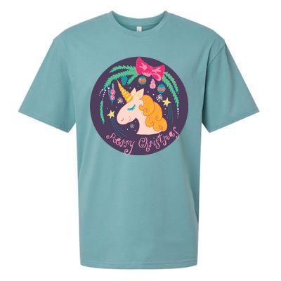 Merry Christmas Unicorn Sueded Cloud Jersey T-Shirt