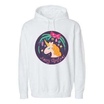 Merry Christmas Unicorn Garment-Dyed Fleece Hoodie