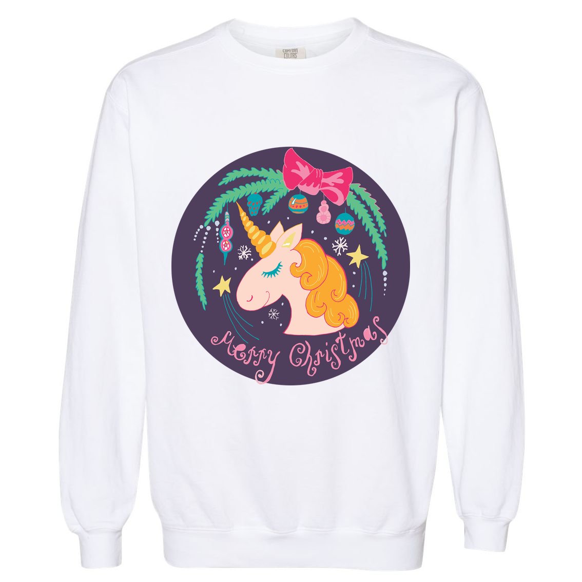 Merry Christmas Unicorn Garment-Dyed Sweatshirt
