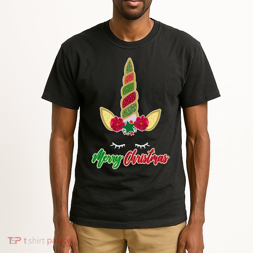 Merry Christmas Unicorn Sparkle Tall T-Shirt
