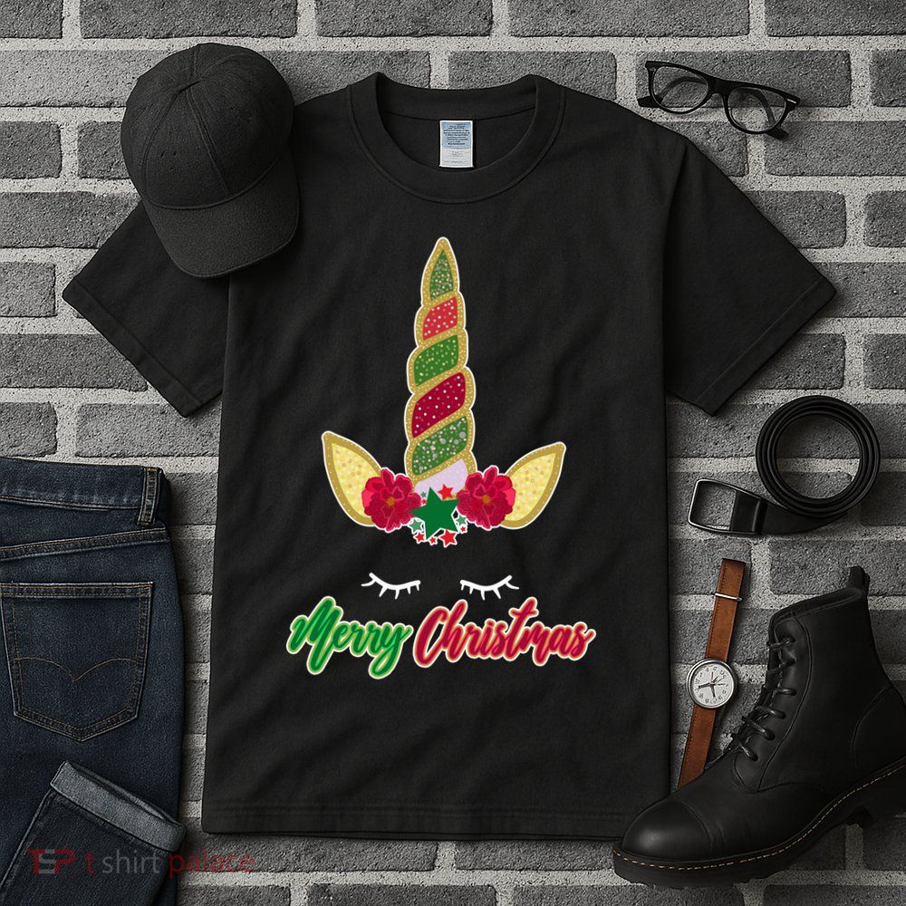 Merry Christmas Unicorn Sparkle Tall T-Shirt