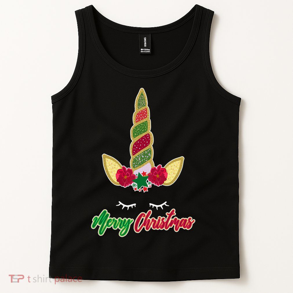 Merry Christmas Unicorn Sparkle Tank Top