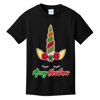 Merry Christmas Unicorn Sparkle Kids T-Shirt