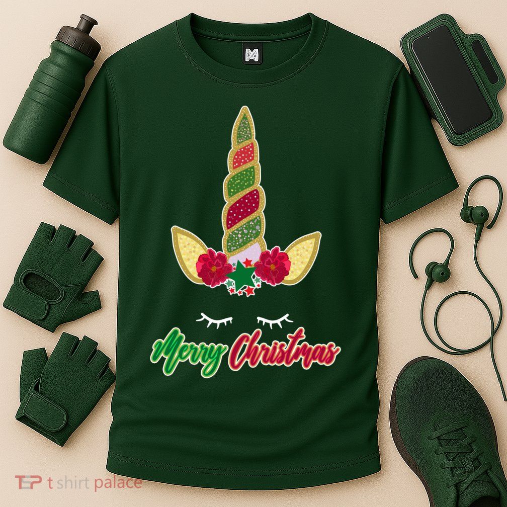 Merry Christmas Unicorn Sparkle Performance Shirt