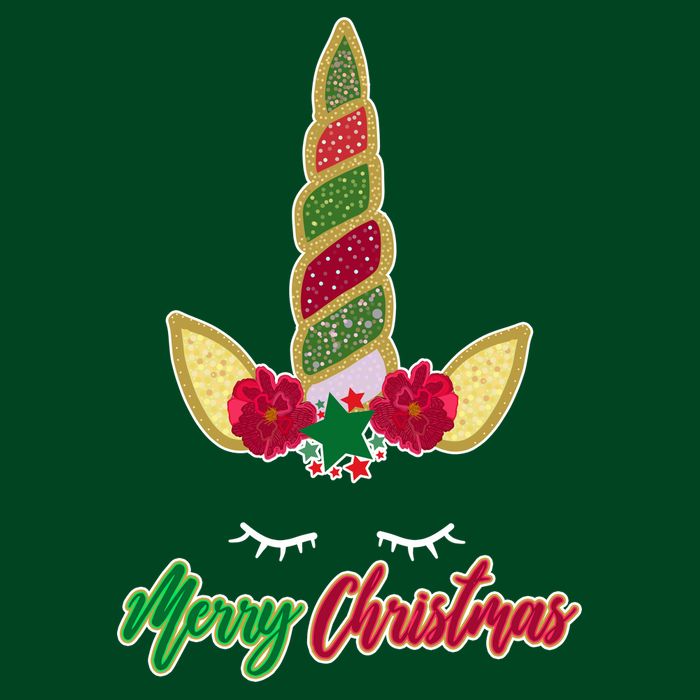 Merry Christmas Unicorn Sparkle Long Sleeve Shirt