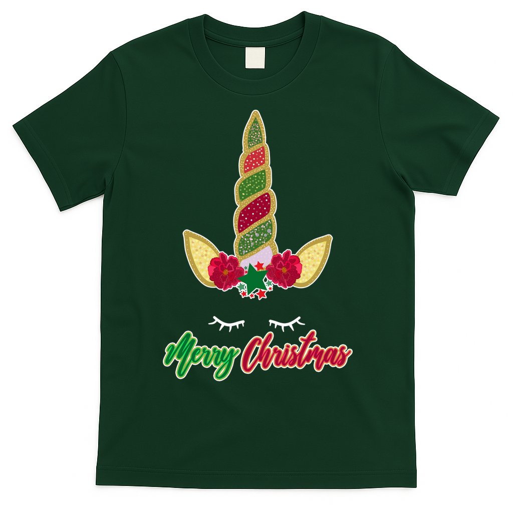 Merry Christmas Unicorn Sparkle T-Shirt