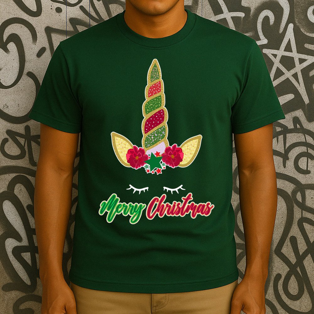 Merry Christmas Unicorn Sparkle T-Shirt