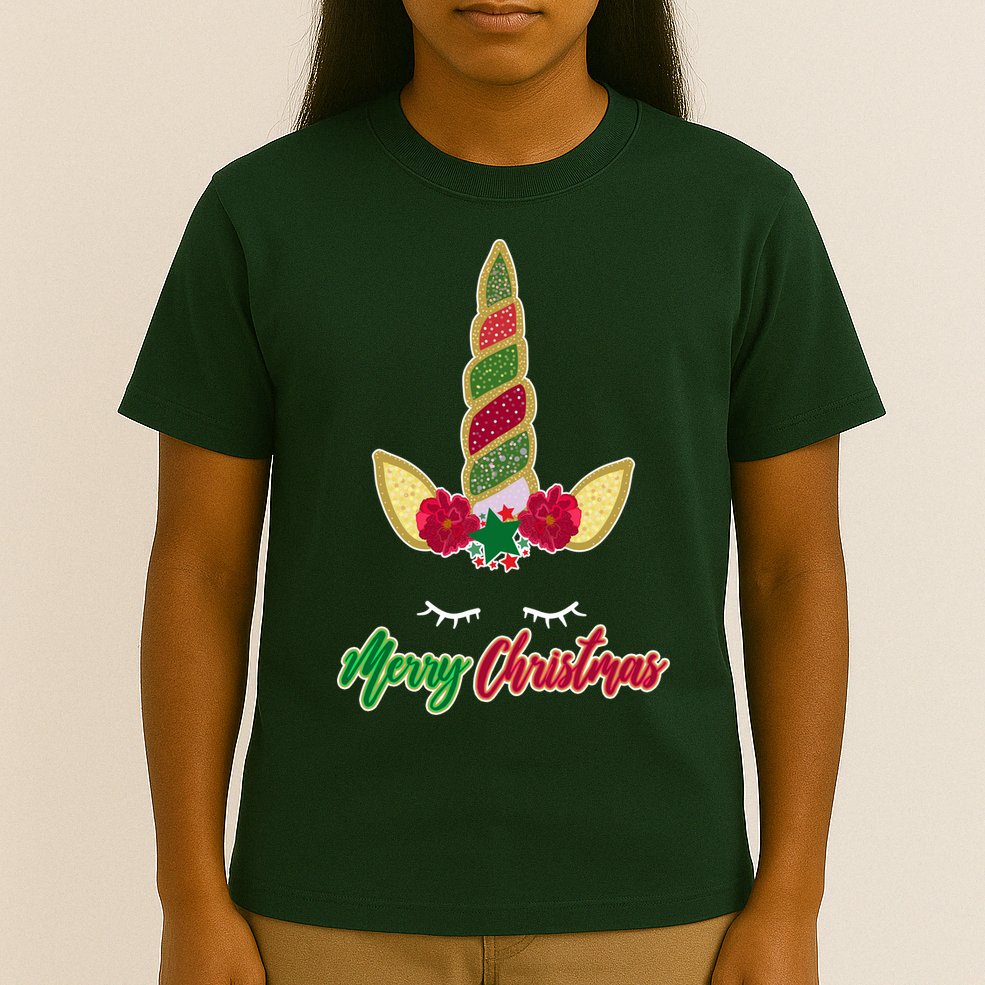 Merry Christmas Unicorn Sparkle T-Shirt